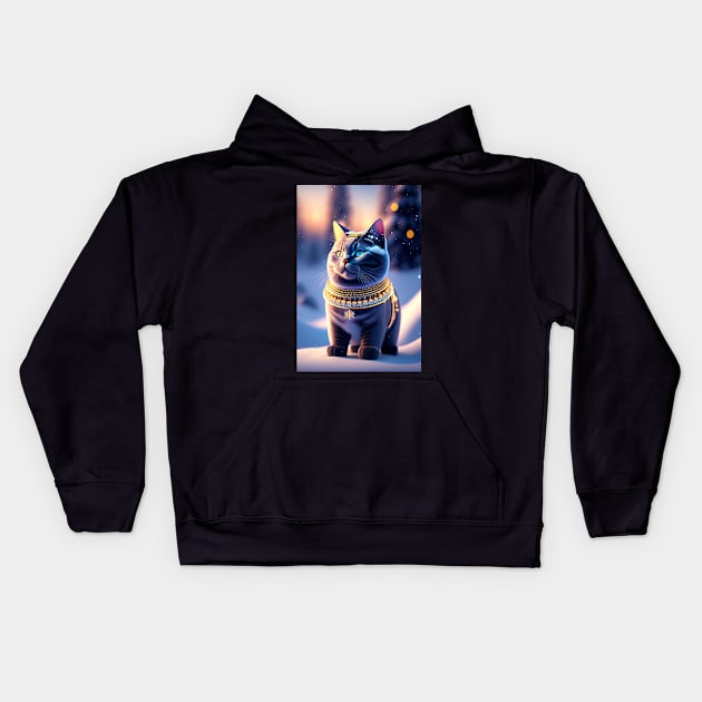 Small Robotic British Shorthair Kids Hoodie by Enchanted Reverie